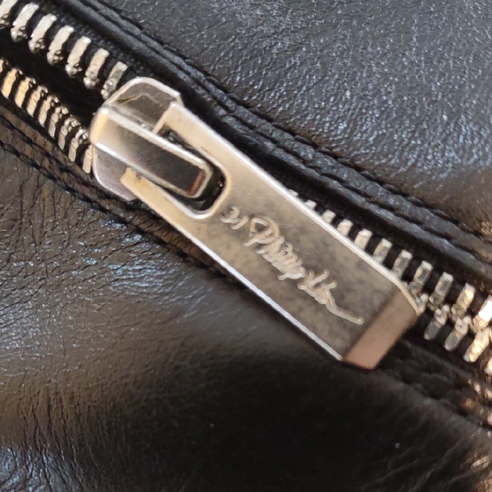 Philipp Plein Black Leather Men's Bag with Silver Accents